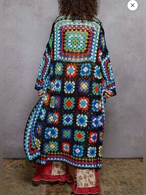 NWT POL Bohemian Multi-Color Granny Square Duster